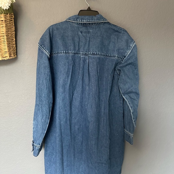 Ann Taylor Classic Denim Shirt Dress Size Small Long sleeves with button cuffs. - Picture 4 of 9